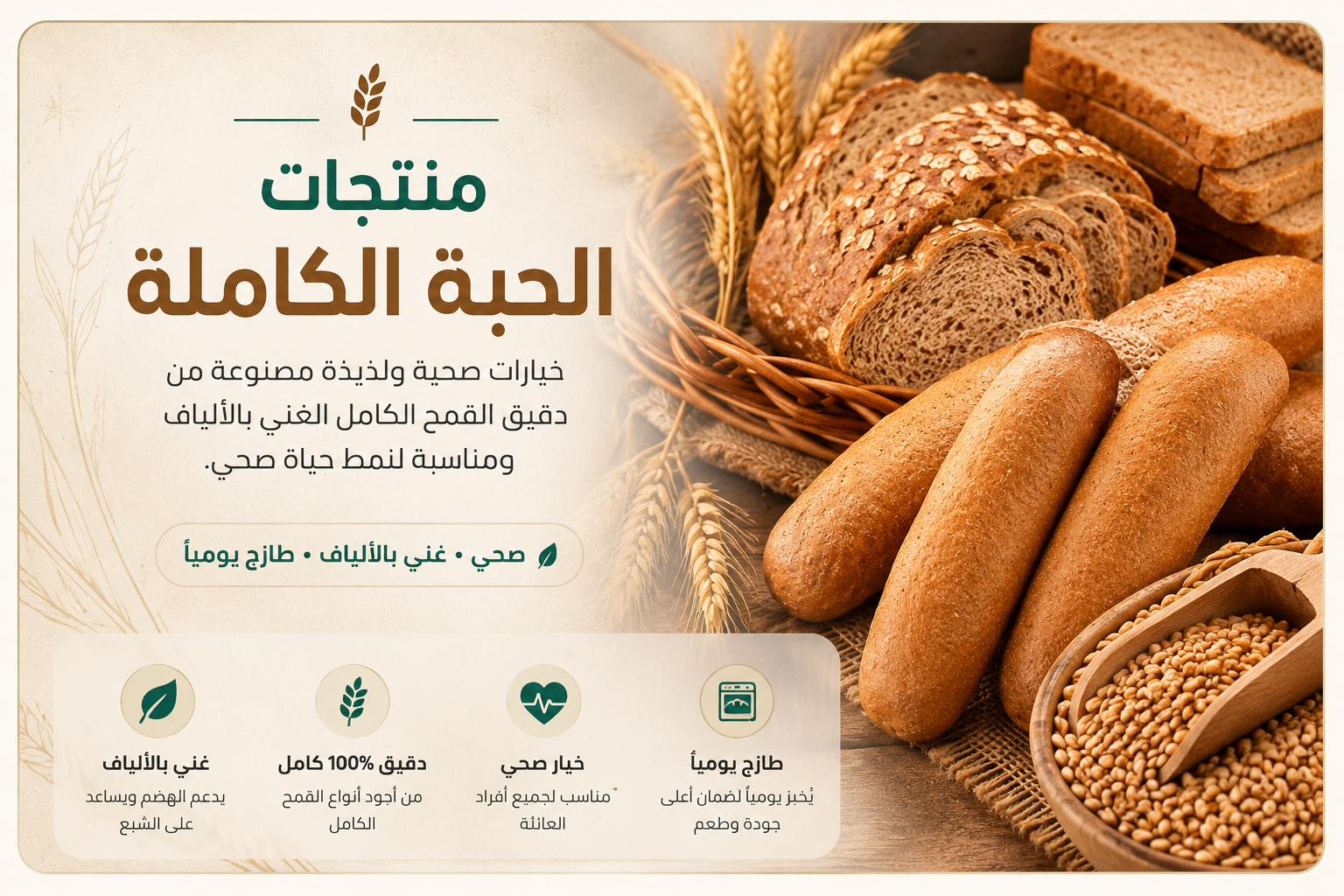 تشكيلة من خبز وفينو ومنتجات الحبة الكاملة من مخبوزات أبو يوسف